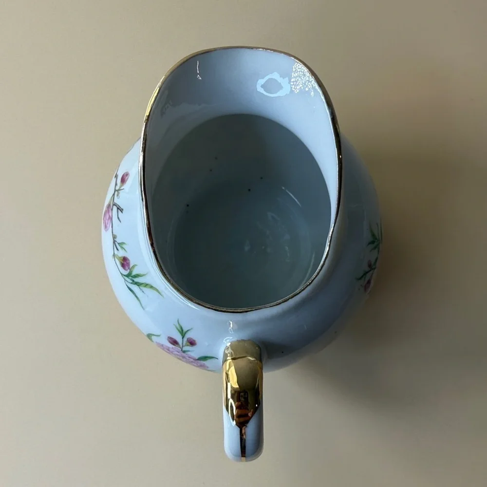 Floral White and Pink Ceramic Creamer Dispenser
